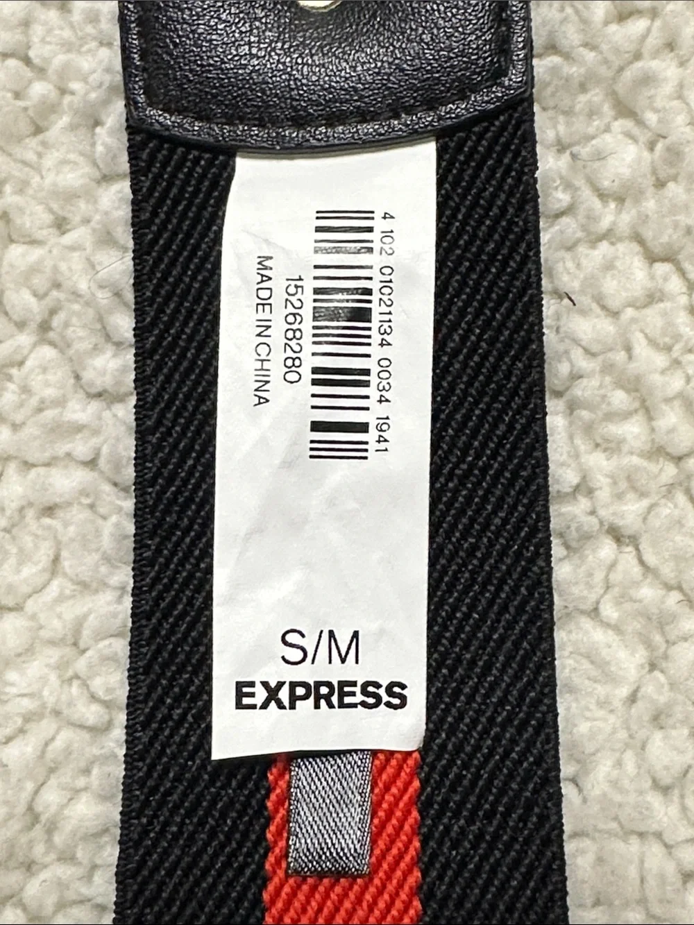 Express Black and Red Stripe Stretchy Waist Belt,Gold Tone Buckle S/M NWOT